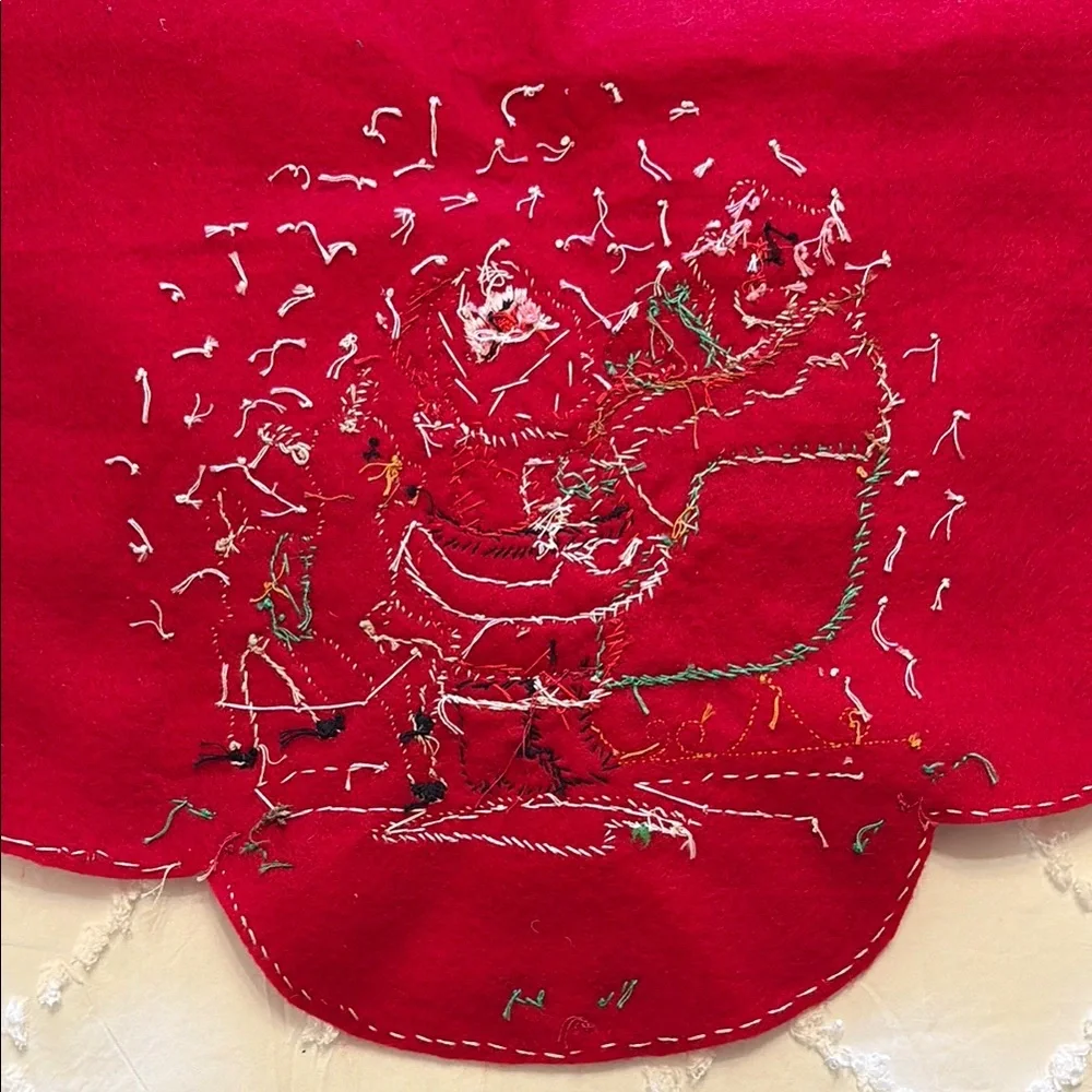Festive Christmas Handmade Red Holiday Table Runner